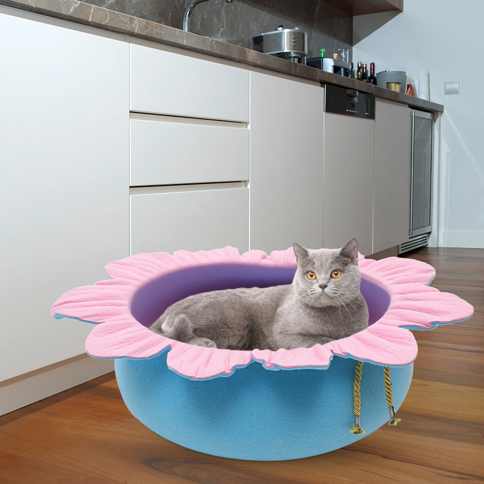 

Chrysanthemum Nest Cat Bed Pet Cushion Puppy Pad Mat Felt Cloth Dog Baby Lounge Sleep