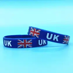 2pcs UK Britain Flag Wristband Sport Game Silicone Bracelet United Kingdom Men Rubber Band Wrist Strap Women Bangle Accessories