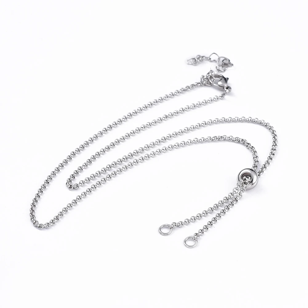 

25Pcs Stainless Steel Rolo Chain Lariat Necklace Slider Bracelet Making Adjustable Bracelets Necklaces Slider Chains 21cm 52cm