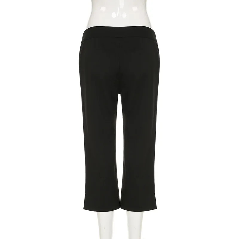 BKLD American Style Streetwear Cropped Pants Wwomen Clothing Commuting Simple Casual Split Flared Tight Pants 2025 Summer New