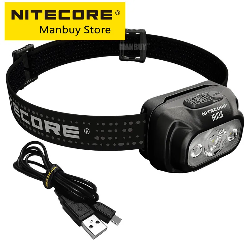 

2025 Nitecore NU33 Built-In Li-ion Battery Aluminum Metal Materials USB-C Rechargeable Headlamp 700LM High CRI LED Triple Output