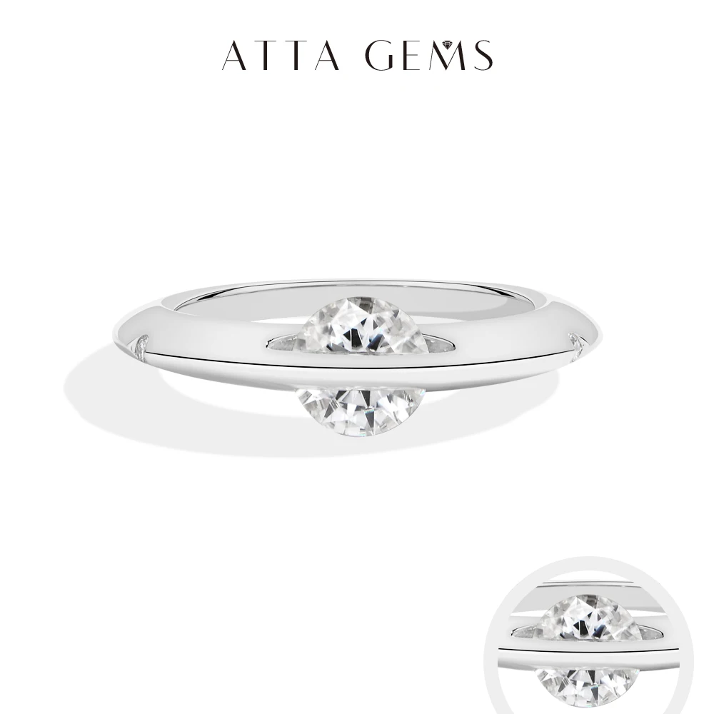 ATTAGEMS 360° Rotatable Moissanite Ring for Women Round Cut 1.0 CT D VVS1 s925 Silver Band Anxiety Rings Engagement Fine Jewelry