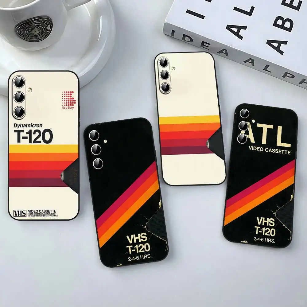R-Retro VHS Video Tape V-Vintage Phone Case For Samsung S24/S25/S22 S30/A51 52/Lite/Ultra/5G/Plus/FE - Slim Shockproof Black Pr