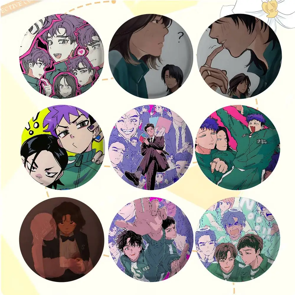 كوريا S-SquidS لطيف GameS شخصية شارات الكرتون التلبيب دبابيس دبوس الصدر شارة المشجعين الحلي يعرض الناس على ظهره الزينة #4