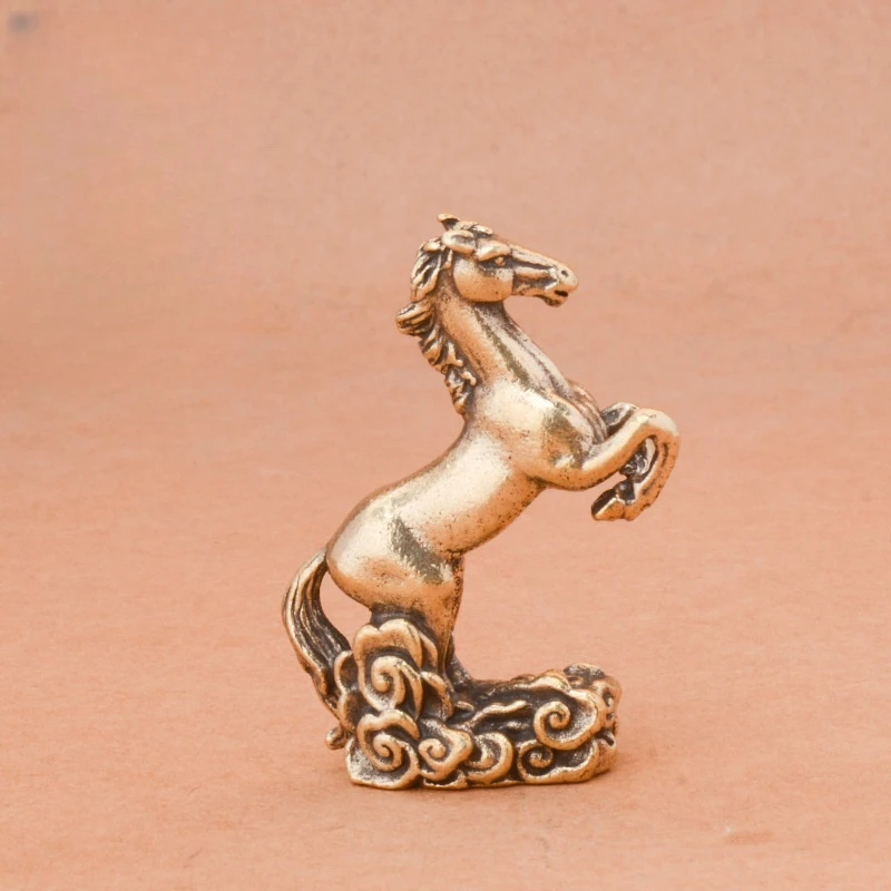 

Retro Brass Horse Stepping Auspicious Cloud Desktop Zodiac Horse Decoration Ornament