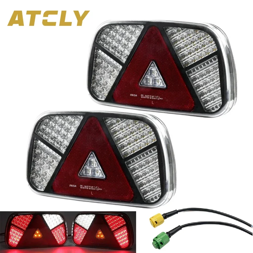 

1 Set 12V 24V Waterproof LED Truck Tail Light Rear Stop Brake Reverse Light Signal Lamp 35cm 6 Core Cable Trailer Caravan Lorry