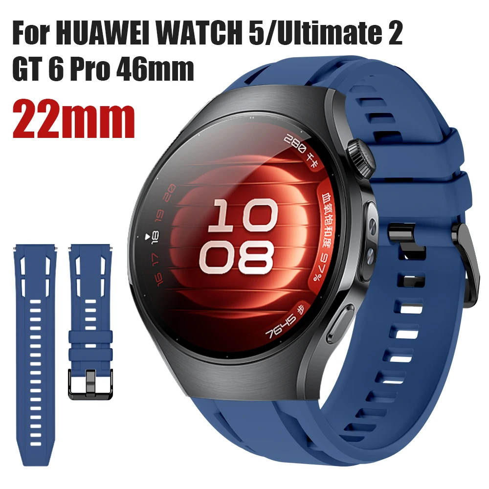 22 mm zweifarbiges Silikonarmband für Huawei Watch 5 46 mm/Ultimate 2/GT 6 Pro Ersatz-Uhrenarmband für Watch GT 5 4 5 Pro 46 mm
