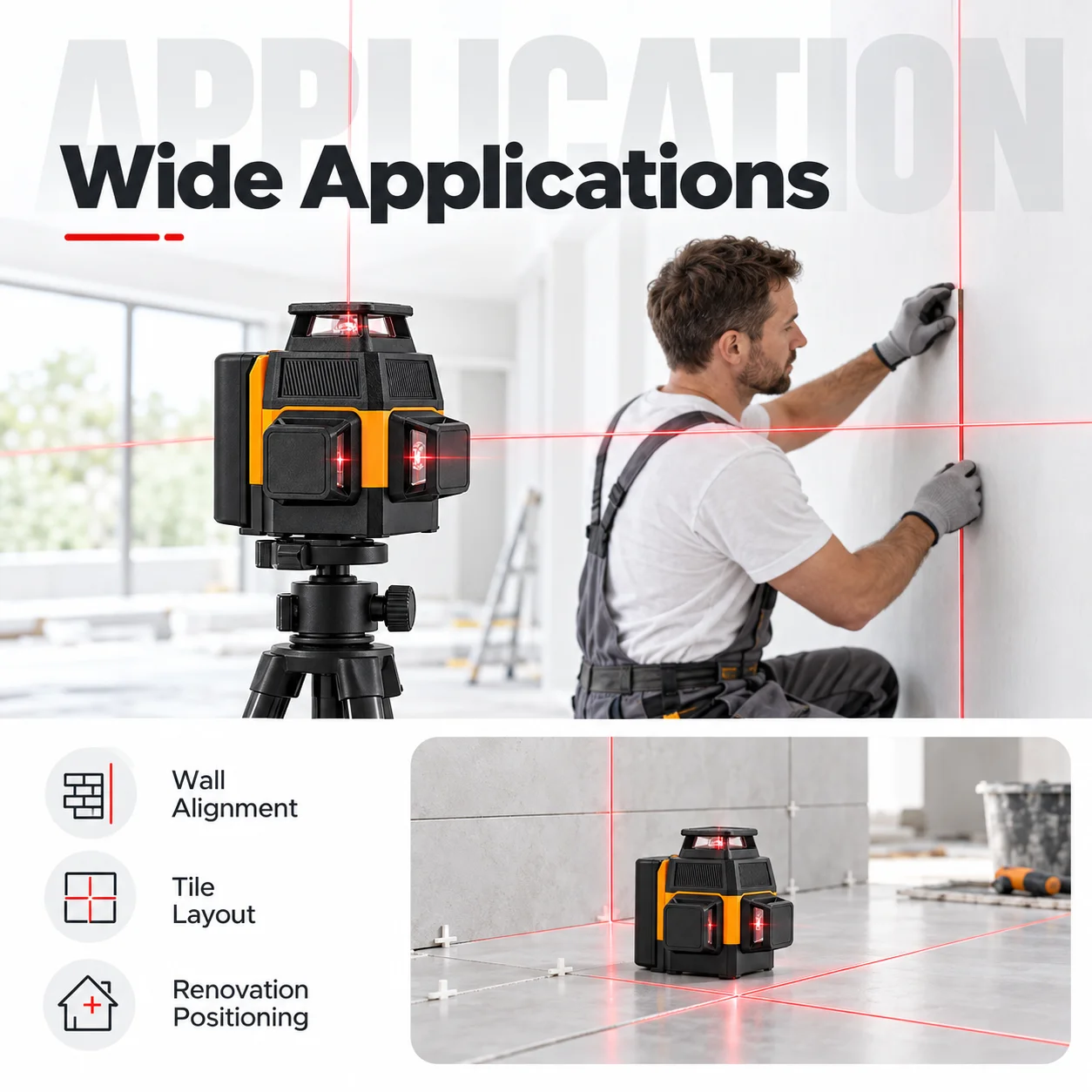 ZhonNa 12 Lines Red Laser Level High Precision Tire Wheel Alignment Laser Positioning Optical Instrument Testing Equipment Parts