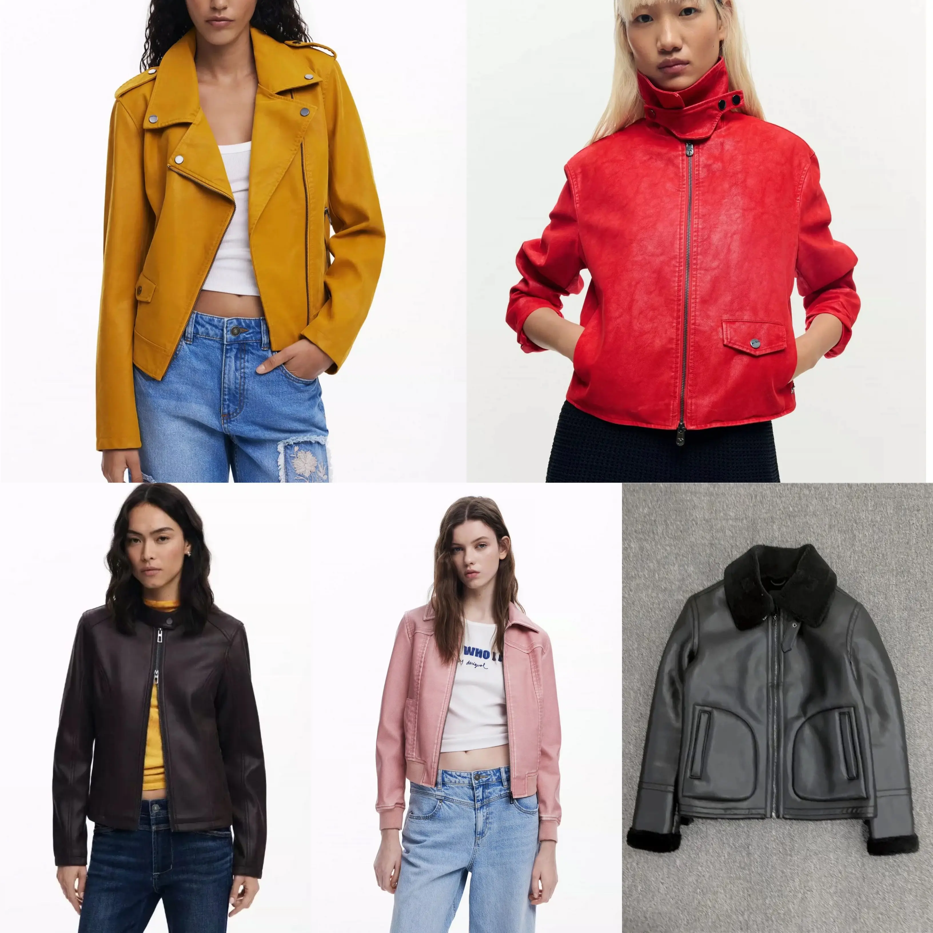 European, American, Spanish original single zipper motorcycle short jacket spliced fashionable slim fit jacket