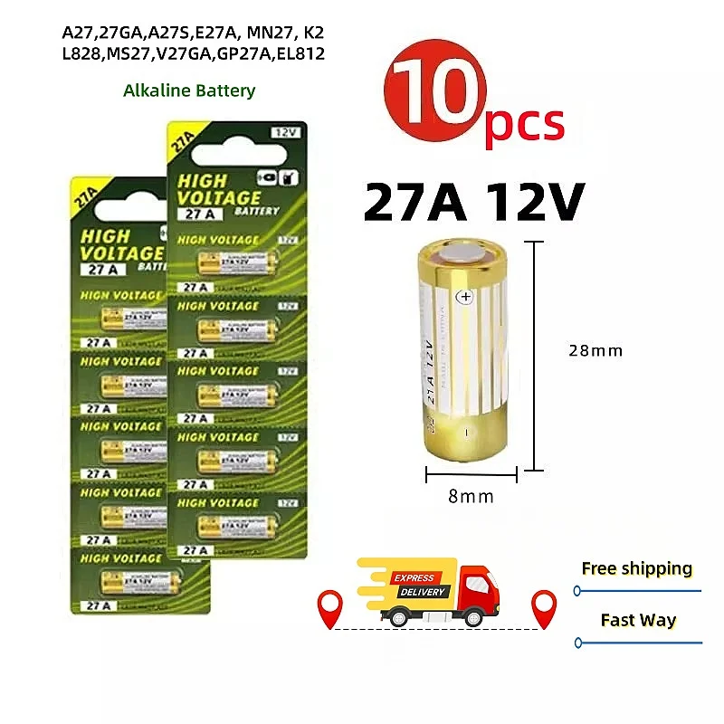 5-60PCS 12V 27A Dry Alkaline Battery A27 Batteries 27AE 27MN A2 L828 K27A For Remote Control Gamepad Flashlight Doorbell Toys