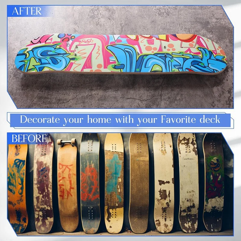 4 Stück Acryl Skateboard Wand halterung, Skateboard Wandre gal, Skateboard Kleiderbügel, Display Ski Snowboards Roller Longboards