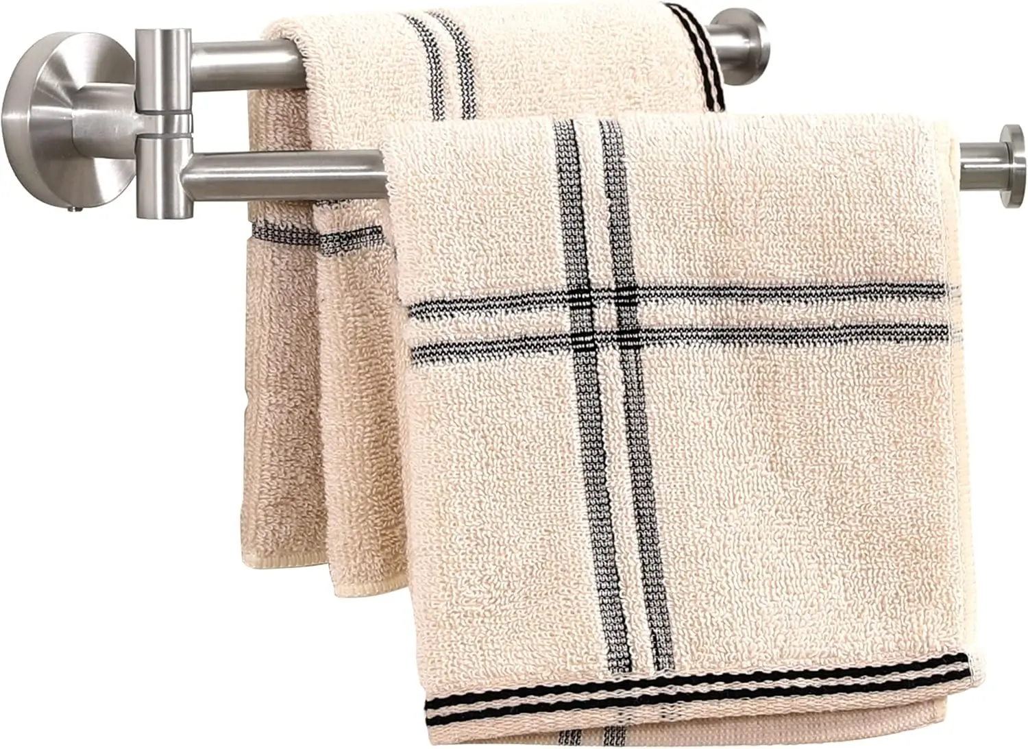 

Kitchen Swivel Towel Bar 9-Inch, Swivel Towel Rack for Dish Towel, Double Towel Bar 2-Arm Wall Mounted, SUS 304 Stainless Ste