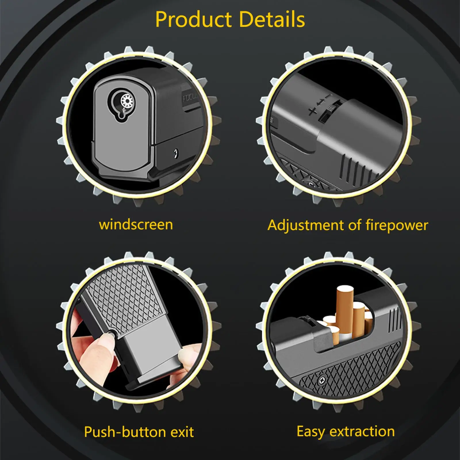 cigarette holder lighter gun Case Jet Torch Flame Pistol Cigar Butane Turbo Windproof Focus Pistol Lighter with Cigarette