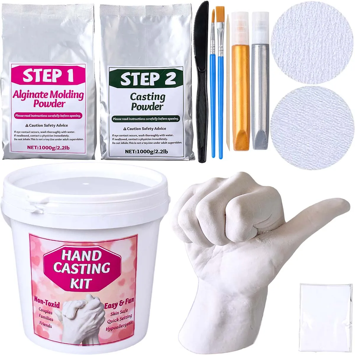 

3D Hand Mold Casting Kit with Clone Powder Model Powder Making Set for Couples Family Hand Molding Anniversary Wedding Gifts