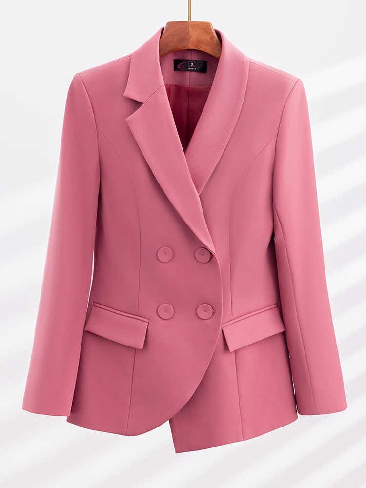 Black Red Pink Autumn Winter Women Blazer Ladies Office Business Work Wear Jacket Female Long Sleeve Double Breasted Formal Coat