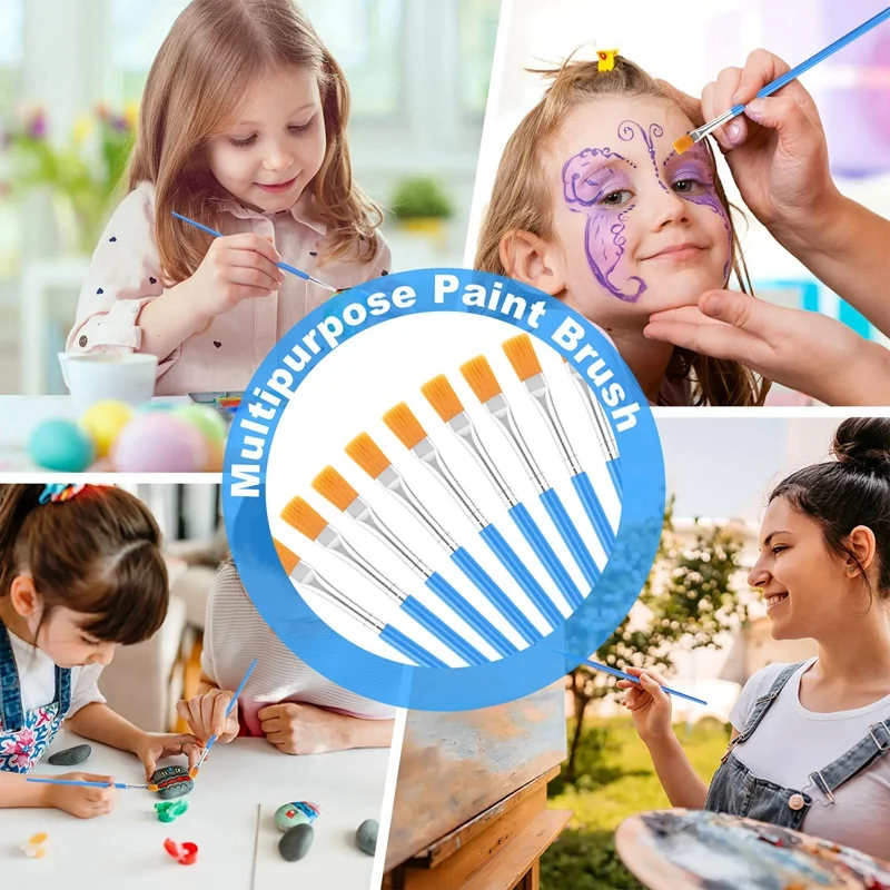 Ensemble de pinceaux plats pour enfants, peinture pour enfants, étudiants, démarrage de la salle d'irritation, art sur toile, artisanat de dessin, 200 pièces