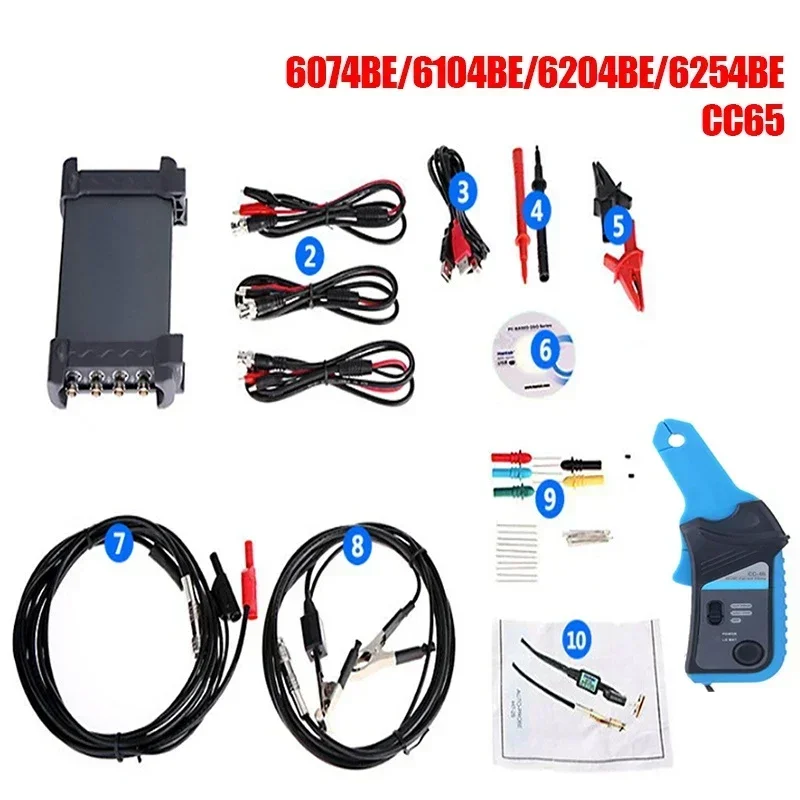 6074BE/6104BE/6204BE/6254BE Car Oscilloscope 4 Channels Portable Automotive Diagnostic Digital Storage Virtual Oscilloscope Tool