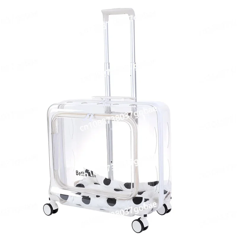 Cat Pet Trolley Case Panoramic Large Capacity Transparent Luggage Outdoor Portable Pet Supplies Travel Trolley Case