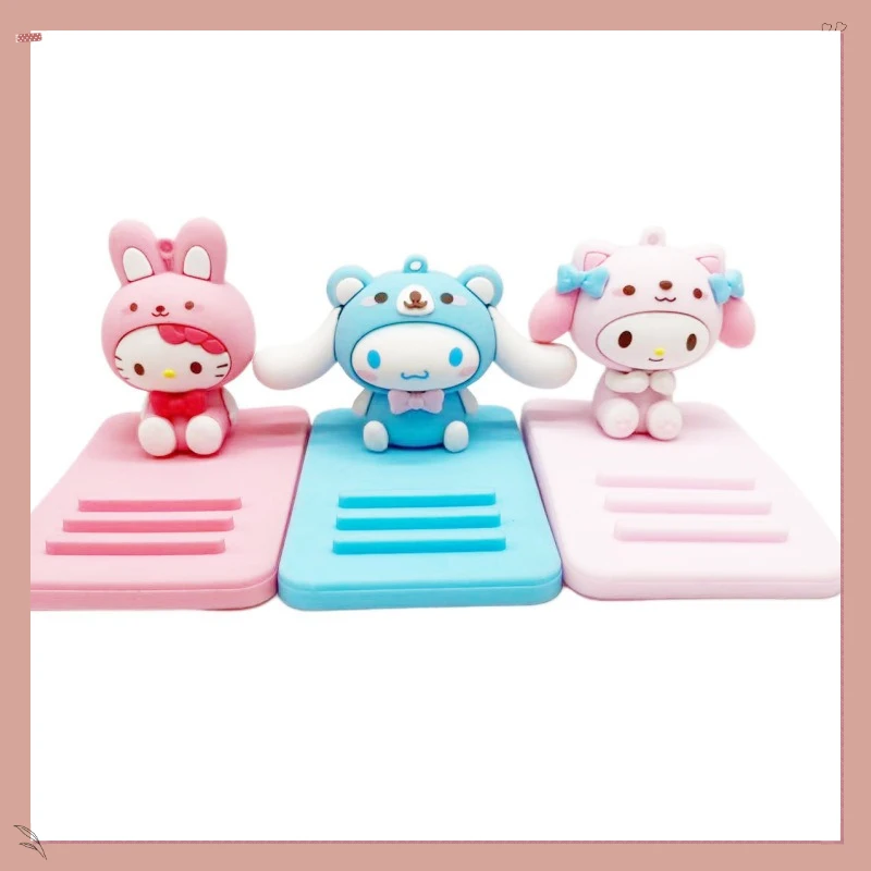 

San Liou Cute New Jade Gui Dog Pacha Dog Melody Katie Cat Kuromi 3D Doll Lazy Desktop Phone Stand Base Creative Small Gift