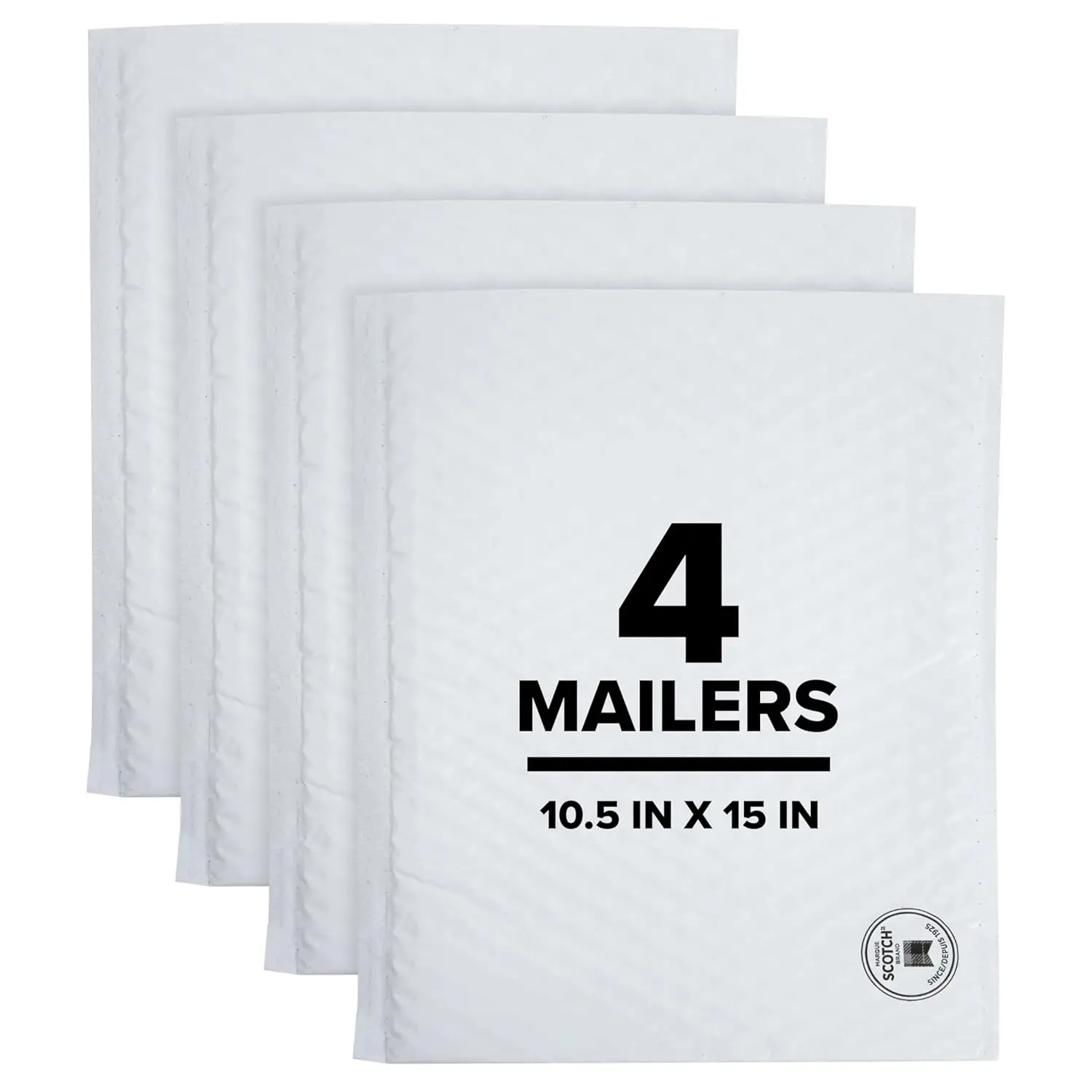 

Large Poly Bubble Mailers 10.5x15in, 50% Recycled, Self-Sealing, Moisture Resistant, White