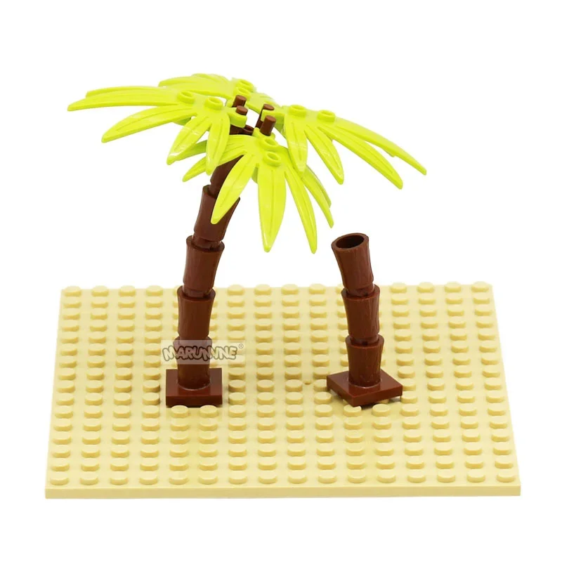 Marumine 6135 Palm Trunk With Cross 2563 Base Create Classic MOC Building Bricks Parts Garden Tree Plant Blocks DIY Accessories