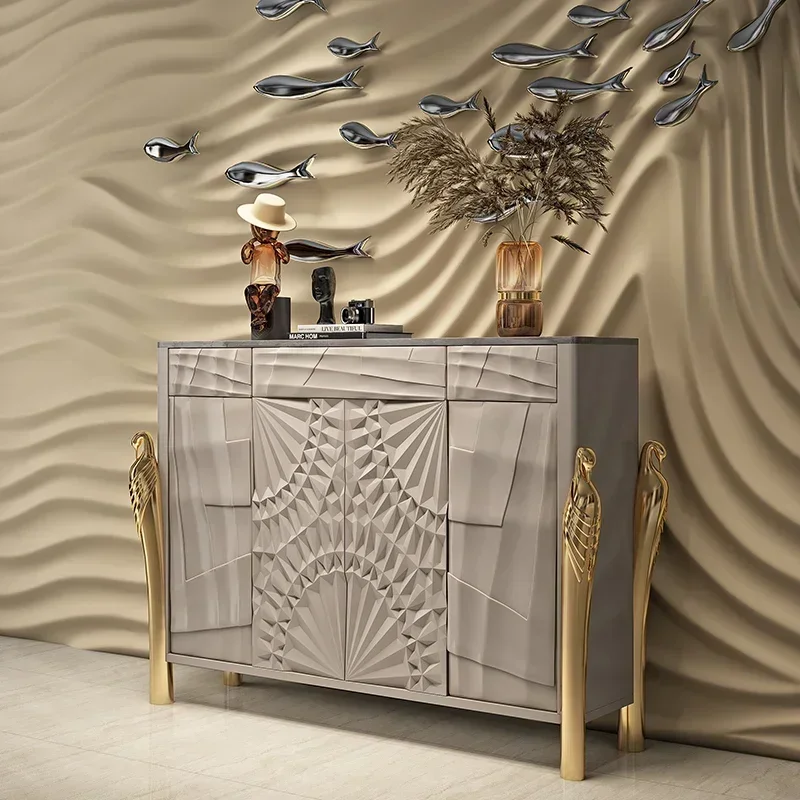 

Легкая роскошная каменная тарелка в итальянском стиле из цельного дерева, домашняя вилла Сюань, скандинавский шкафчик для хранения в гостиной