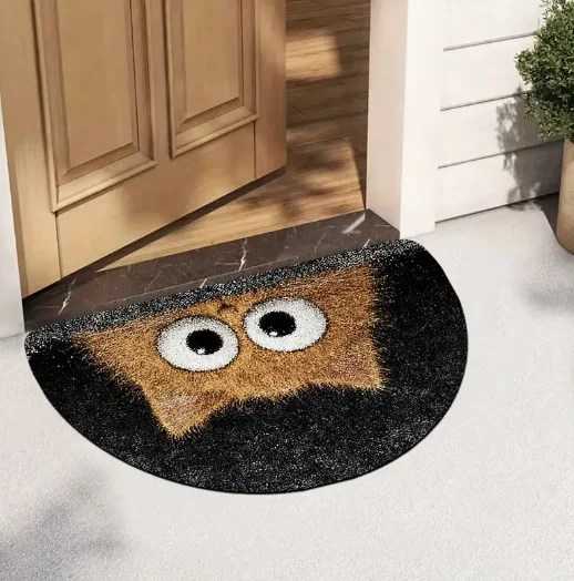 Cute Bee Themed Semi-circular Door Mat with Cute Honeycomb Pattern Suitable for Indoor and Outdoor Use Bathroom Balcony Carpet