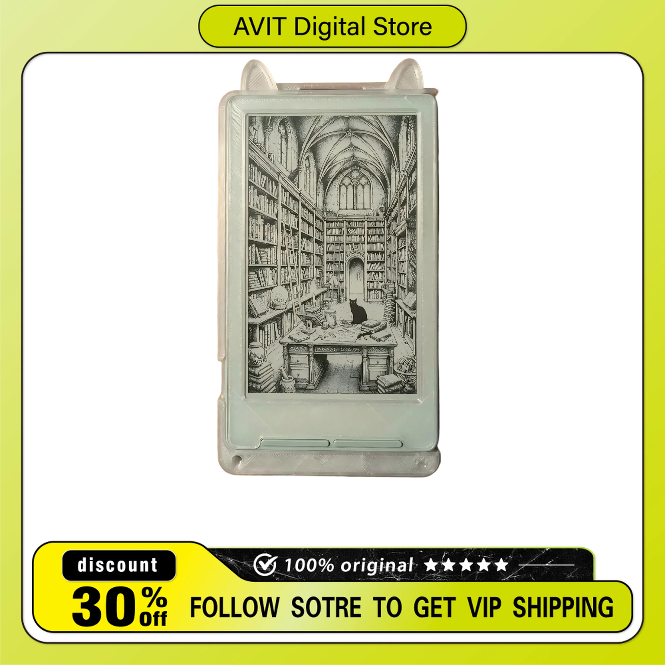 

For XTEINK X4 4.3" E-Reader Protective Case Cat Ear Protective Case Full Coverage Shockproof Soft Cover Cute Cartoon Shell