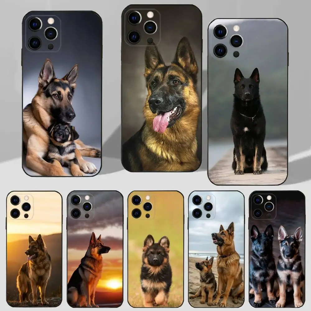 

Animal German Shepherd Dogs Case For iPhone 16,15,17,14,13,12,11 Plus,Pro Max,XS,X,XR,SE,Mini,8,7 Soft Silicone Black Cover