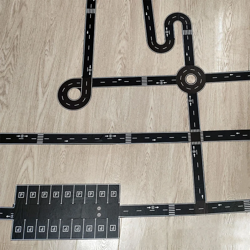 DIY Road And Rail Transit Design And Paper Tape, Used For Railw 28 Rolls+9 Traffic Game Scene Application Stickers, 118.1 Inches
