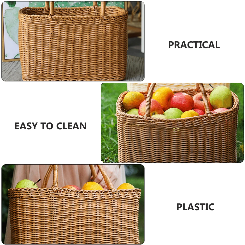 

Handheld Plastic Basket Multipurpose Storage Container for Fruit Snacks Decorative Storage Basket for Home Picnic Use