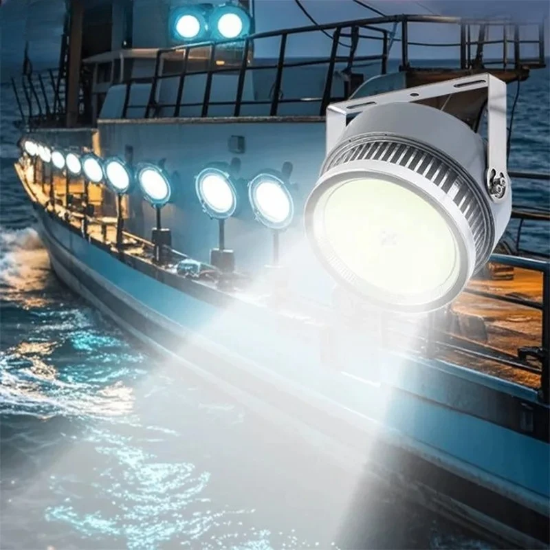 1000W High Power Super Bright LED Fish Gathering Lamp Waterproof Squid Lamp for Outdoor Fishing Boats Fish Luring Light