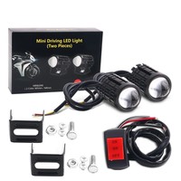 Universal Motorcycle LED Headlight Projector Lens Dual Color ATV Scooter Driving Lamp Fog Light Auxiliary Spotlight Lamp