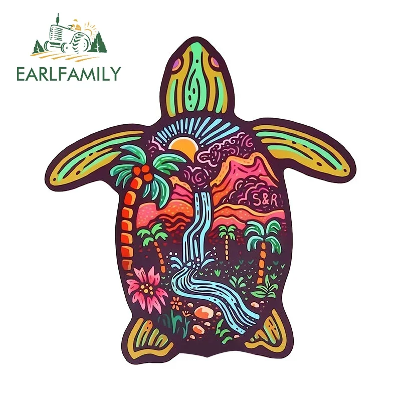 EARLFAMILY 13cm x 12.4cm for Turtle Waterfall  Travel Car Stickers Creative Scratch-Proof Decals Personality Windows Car Goods