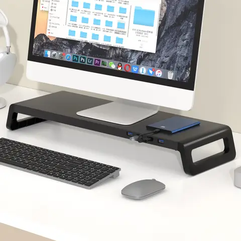Monitor Stand Riser With or Without USB3.0 Hub Laptop Computer Monitor Holder for Desk Aluminum ABS Lightweight Durable Rack