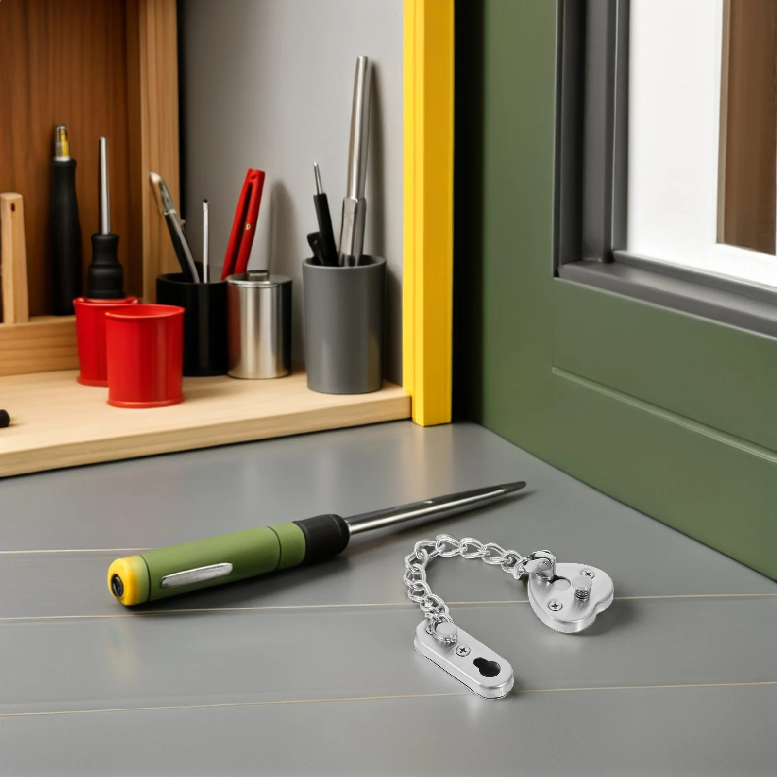 Stainless Steel Antitheft Door Chain Lock Nodrill Adjustable Heavyduty Security Latch for Hotel Home Internal Use