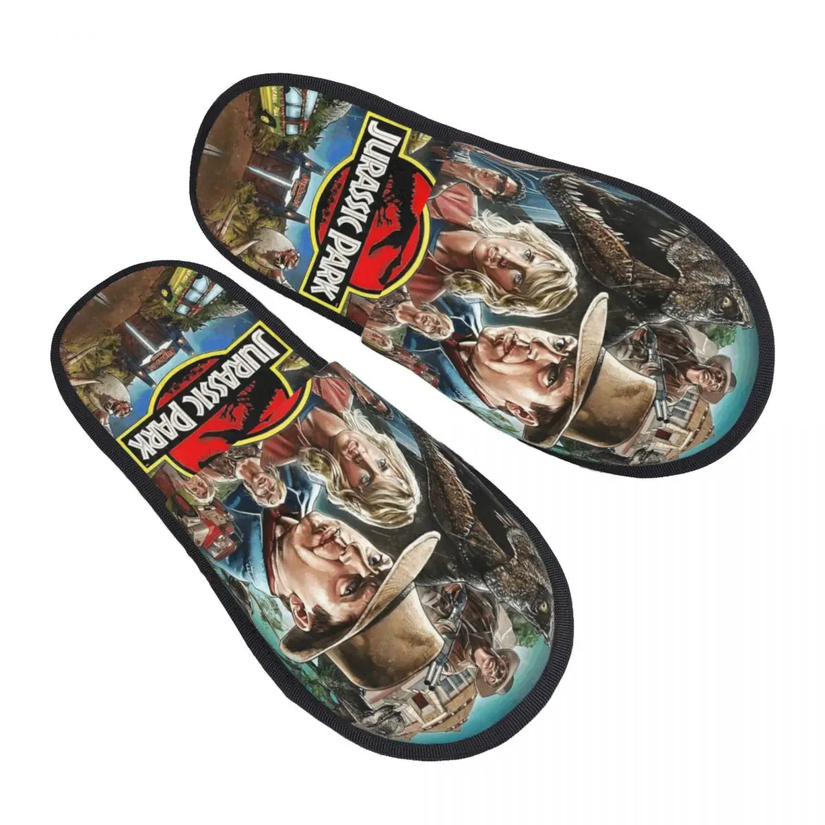 الشتاء فروي النعال الحديقة الجوراسية ديناصور العالم اكسسوارات المنزلية نِعال من الفراء الشرائح غرفة نوم مريحة المضادة للانزلاق الشرائح