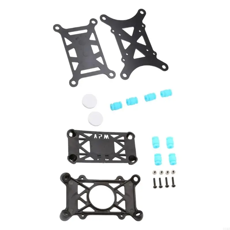 Dedicated Flight Controller Vibration Damping Mount Set with Black Plate Components and Four Blue Cylindrical Supports H8WD