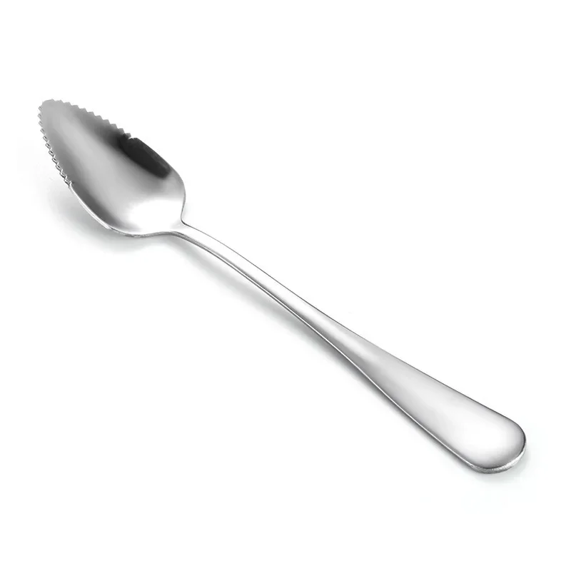 Serrated Edge Grapefruit Spoon 304 Stainless Steel Long Handle Scraping Spoons Fruit Scoops Coffee Teaspoons Tableware Flatware