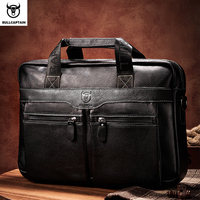 BULLCAPTAIN Genuine Leather Briefcase Bag for 15.6 inch laptop computer bag cowskin handbag for men male crossbody shoulder bag