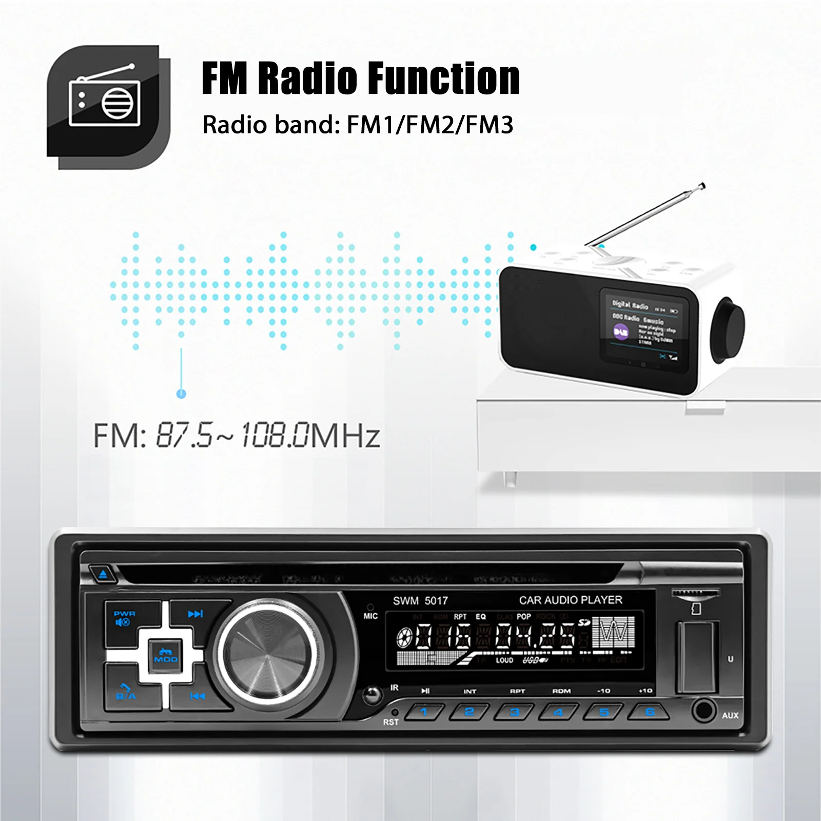 ESSGOO 1 din CD/VCD/DVD راديو السيارة ستيريو السيارة AM RDS FM بلوتوث AUX RCA USB TF بطاقة Autoradio 1Din MP3 مشغل وسائط متعددة #4