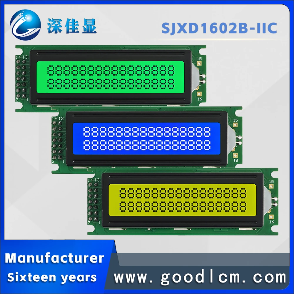 Excellent Industrial Control IIC/I2C Interface SJXD1602B-IIC Wide temperature range 16X2 LCD Screen Character LCM Display Module