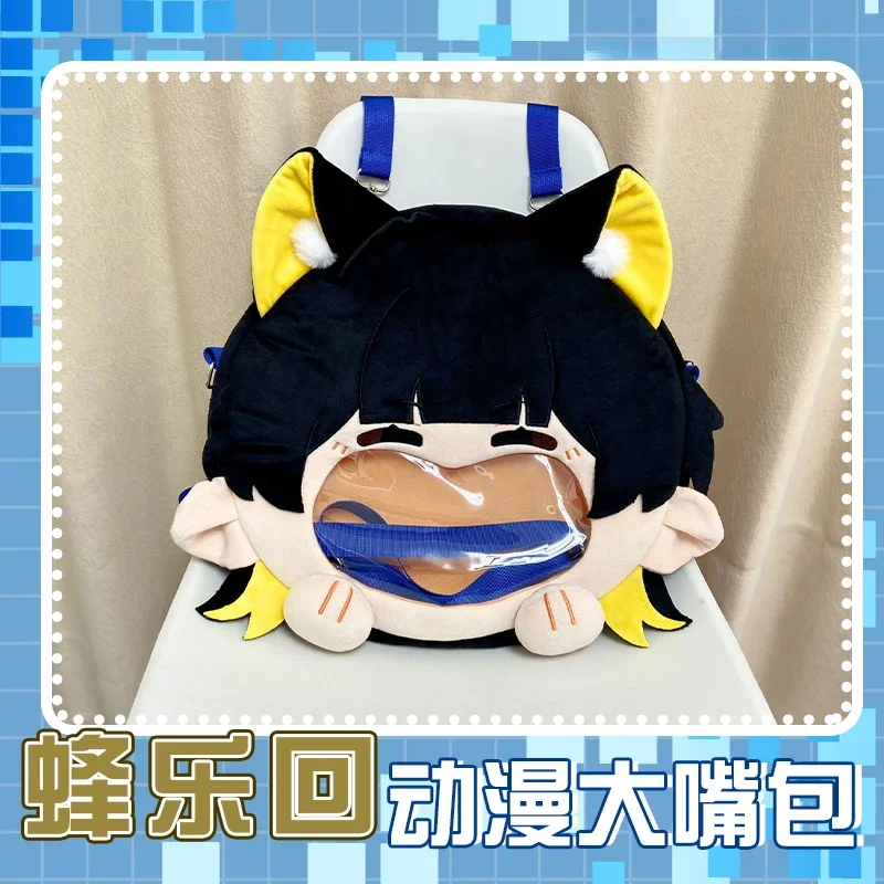 Anime azul l bachira meguru kawaii rosto cosplay lolita menina pelúcia itbag dos desenhos animados macio plushies decoração mochila fãs presente