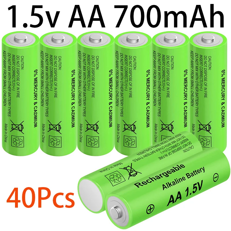 

40Pcs 1.5v AA 700mAh Batteries Rechargeable Alkaline Battery Toy Rechargeable Battery for Remote Control