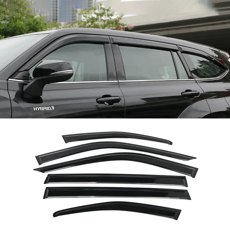 

Suitable for Toyota 2022-2024 Highlander Black Rain and Shine Eyebrow Rain Shield 6-piece Window visor