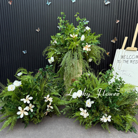 Artificial Plants Flower Arrangement Road Lead Greenery Ball Hang Flower Row Welcome Sign Decor Green Plant Floral Backdrop Prop