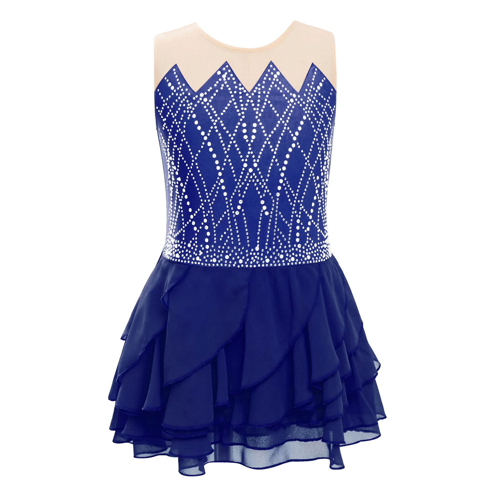 Robe de danse lyrique moderne pour filles, justaucorps respirant à boutons-pression avec strass scintillants pour compétition de danse de récital de classe