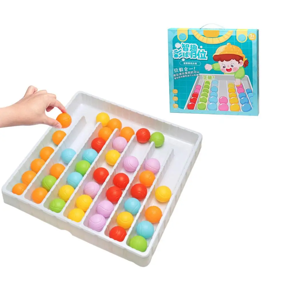 Color Sorting Ball Toy Colorful Balls Sensory Game Rainbow Balls Board Game Educational Sensory Interactive Puzzle For Kids O8l2