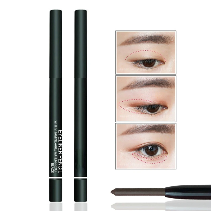 อายไลเนอร์สีดำ Waterproof Eye Liner Pencil Quick Drying แต่งหน้าเครื่องสำอางยาวนานสีน้ำตาลอายไลเนอร์ปากกาเครื่องมือ