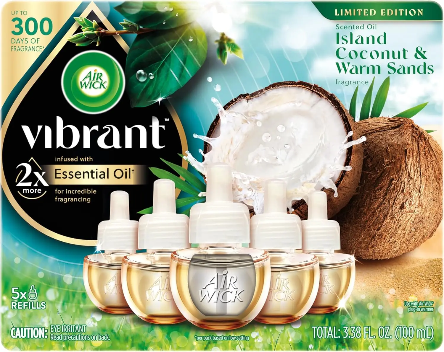 

Scented Oil Refills - Island Coconut & Warm Sands, 5-Pack, Long-Lasting Fragrance for Home